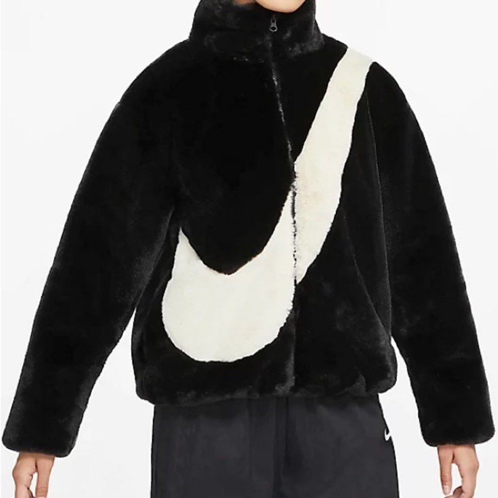 Nike Women's Black and White Fur Jacket